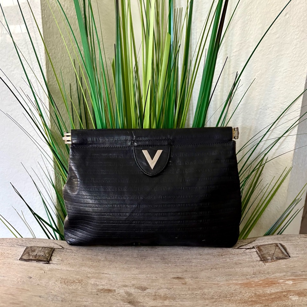 Mario Valentino Black Textured Clutch